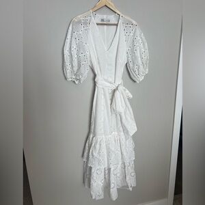 Zara - White Eyelet Midi Dress